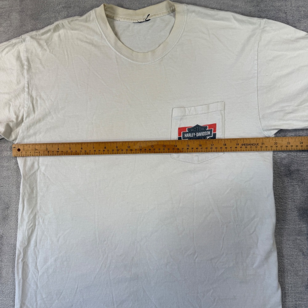 Harley Davidson Shirt Mens XL White Thunder Mountain Pocket Tee Biker Vtg Y2K - Picture 10 of 11